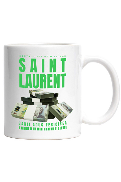 StoryGift Romania Cana _Saint Laurent_ - Banii Aduc Fericirea, 330ml, Ceramic...