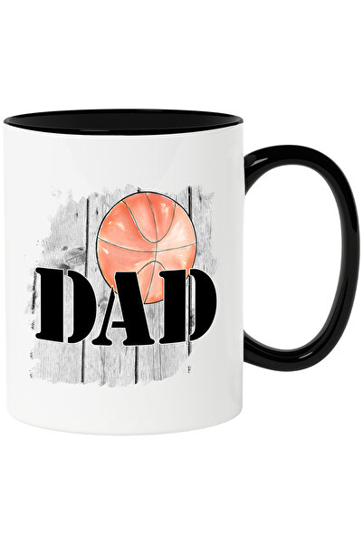 StoryGift Romania Cana cu minge de baschet cu mesajul "Dad", sustinere, ilustratie, sport, parinte, Cu Maner Negru