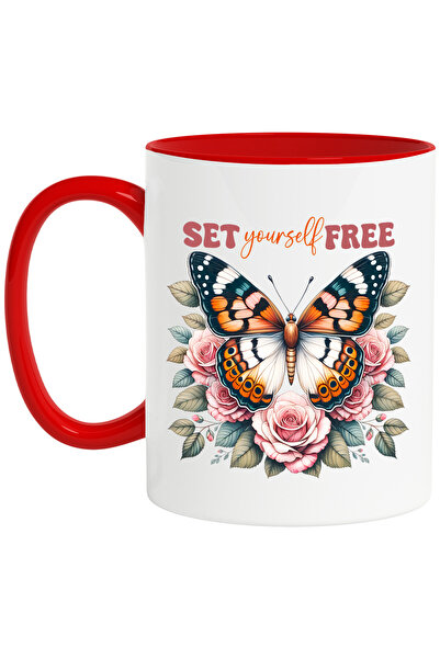 StoryGift Romania Cana cu mesajul "Set yourself free", ilustratie, motivation...