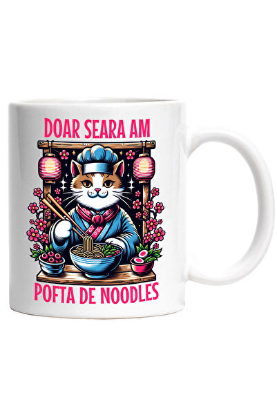 StoryGift Romania Cana cu Pisica Tinuta Asiatica Palarie Flori Roz Text Doar ...