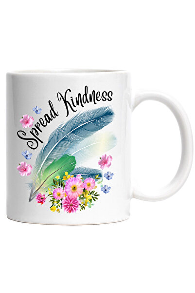 StoryGift Romania Cana cu 3 pene si cu flori multicolore cu mesajul "Spread K...