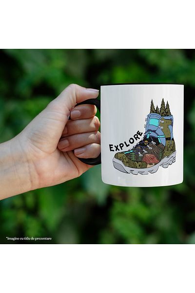 StoryGift Romania Mug with the message "Explore", travel, illustration, nature, explore, ice, arm, With ,STG