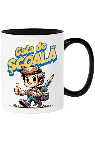 StoryGift Romania Cana cu Baiat Brunet Vesel Cu Rucsac Si Creion Imens gata D...