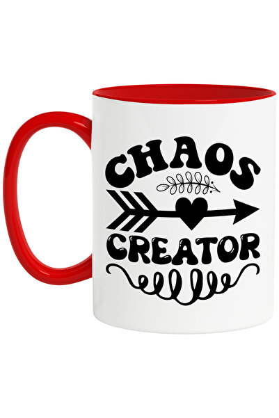 StoryGift Romania Cana cu ilustratie afisand o sageata si textul "Chaos Creat...