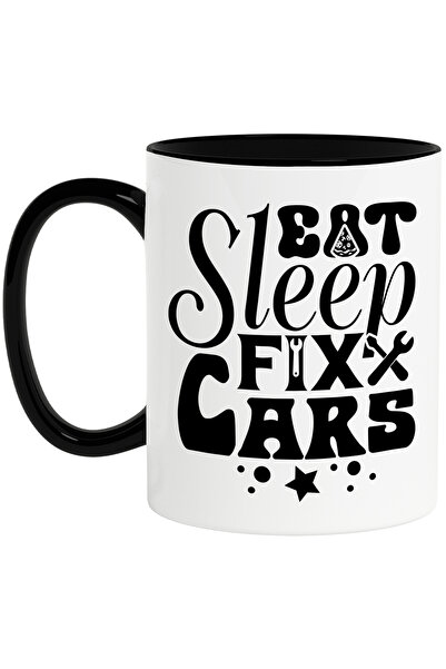 StoryGift Romania Cana pentru mecanicii de masini cu mesajul "Eat sleep, fix ...