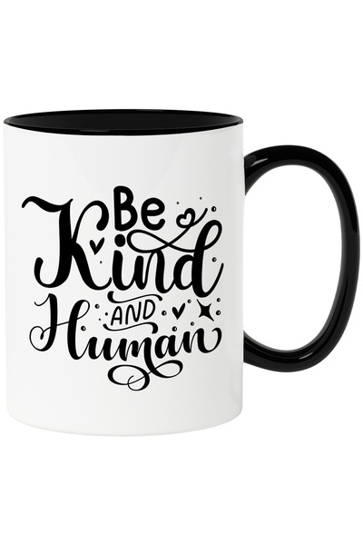 StoryGift Romania Cana cu inimioare si textul "Be kind and human" - fii buna ...