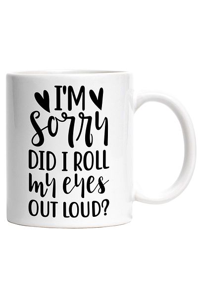 StoryGift Romania Cana cu mesajul "Scuze! Mi-am dat ochii peste cap cu voce tare?" cu Maner Alb, Cu Maner Alb