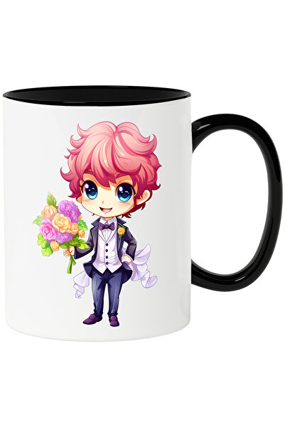 StoryGift Romania Cana cu un ginere care tine un buchet cu flori | ilustratie...