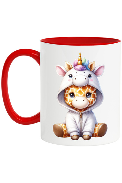 StoryGift Romania Cana cu un pui de girafa, ilustratie, costum de unicorn, pe...