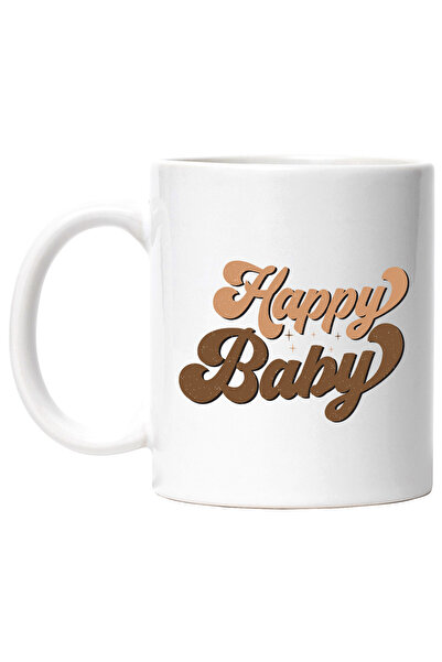 StoryGift Romania Cana cu pentru bebelusi cuminti si fericiti cu mesajul in engleza "Happy baby" c, Cu Maner Alb