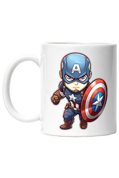 StoryGift Romania Superhero Mug, Captain America, Shield, Marvel, Avengers, Multicolor 330 ml,, With White Handle