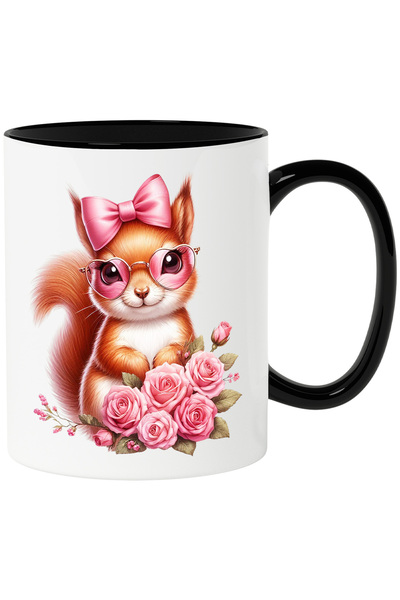StoryGift Romania Cana cu o veverita vesela | trandafiri | roz | ochelari | i...
