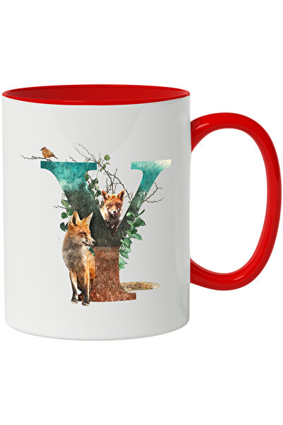 StoryGift Romania Cana Cu Litera, Y, Vulpi, Frunze, Multicolor 330 ml, Cerami...