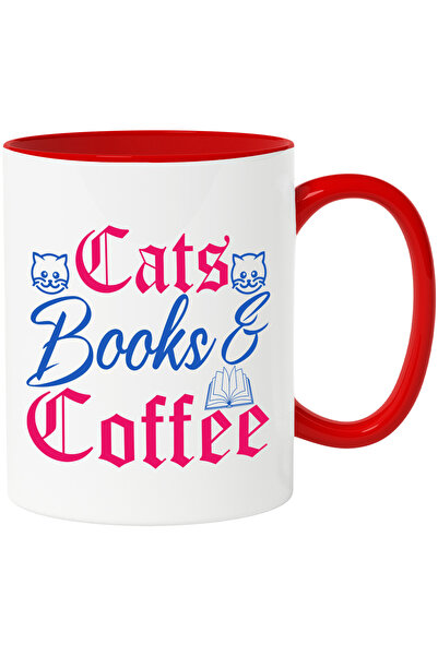StoryGift Romania Cana cu textul in engleza "Cats, books, coffee" - pisici ca...