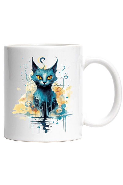 StoryGift Romania Cana Cu Pisica, Watercolor, Abstract, Ilustratie, Fantasy, ...