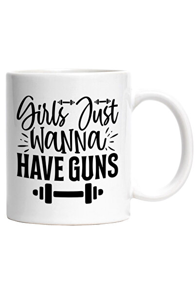 StoryGift Romania Cana cu o haltera si mesajul "Fetele vor doar sa aiba arme"...