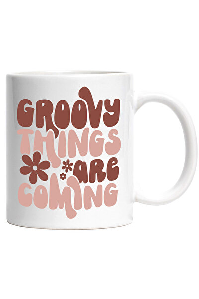 StoryGift Romania Cana cu floricele si textul "Groovy things are coming" - lu...