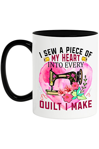 StoryGift Romania Cana cu mesajul "I sew a pice of my heart into every quilt I make", profesie, il, Cu Maner Negru