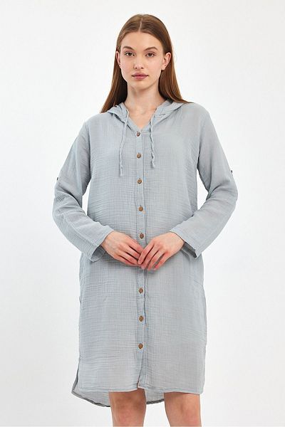 Heaven Ephesus Women's Tunic - Muslin Hooded Long Sleeve - 1050