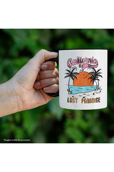 StoryGift Romania Mug with the message "California lost paradise", summer, vacation, relaxation, holiday, and, With ,STG