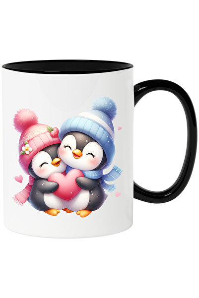 StoryGift Romania Cana cu 2 pinguini care se imbratiseaza si tin o inima | il...