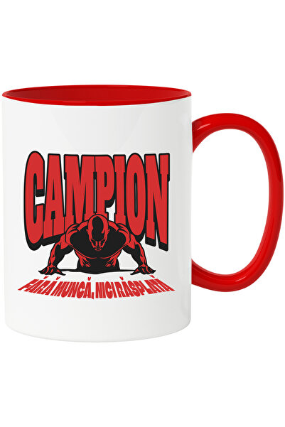 StoryGift Romania Cana Om sportiv mesaj motivational fara munca, 330ml, Ceram...