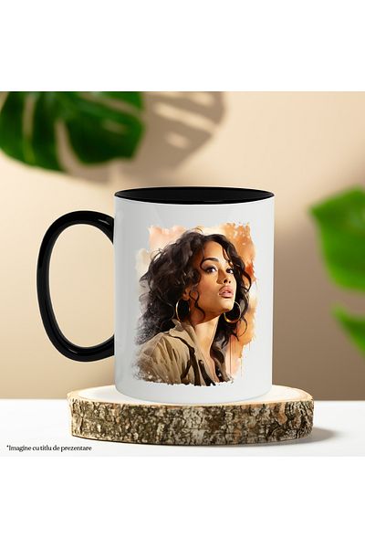 StoryGift Romania Mug With Aaliyah, Music, R&B, Singer, Celebrity, Earrings, Multicolor 330 ml, With ,STG.
