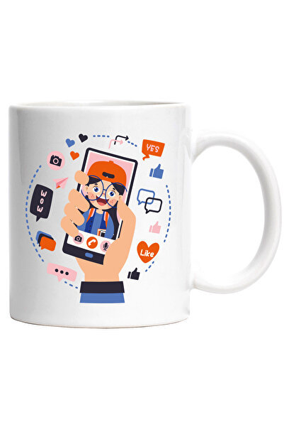 StoryGift Romania Cana Cu Telefon, Mana, Videocall, Ochelari, Mesaje, Like, I...