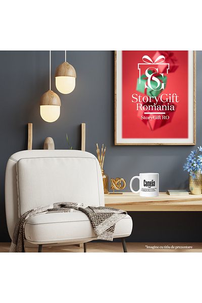 StoryGift Romania Cana Cu Numele Camelia, si Mesaj Motivational, Determinare, Modesta, Inteligenta, Cu Maner Alb