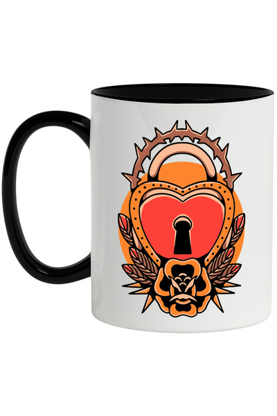 StoryGift Romania Cana Cu Inima, Lacat, Tepi, Pene, Floare, Frunze, Multicolo...