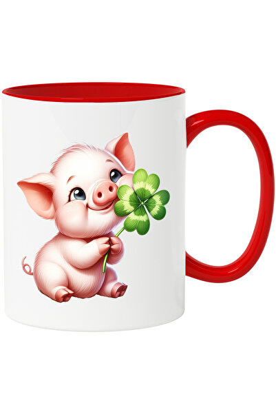 StoryGift Romania Cana cu un purcelus vesel | ilustratie | trifoi cu patru fo...