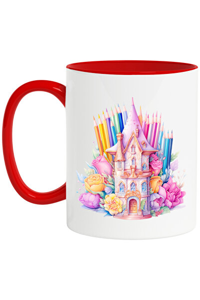 StoryGift Romania Mug with a tower | illustration | flowers around | colored ...