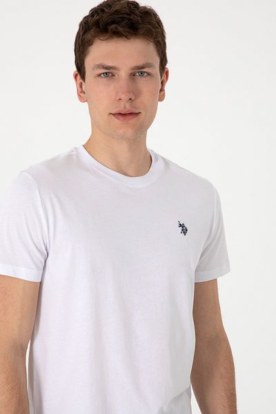 U.S. Polo Assn. Tricou alb pentru bărbați, cu croiala normală, cu gâtul rotund 50306913-vr013