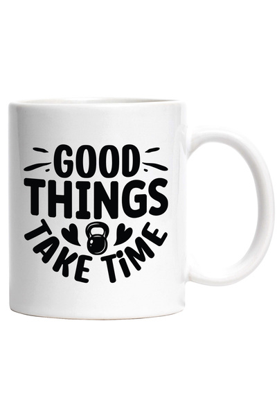 StoryGift Romania Cana cu inimioare si textul "Good things take time" - lucru...