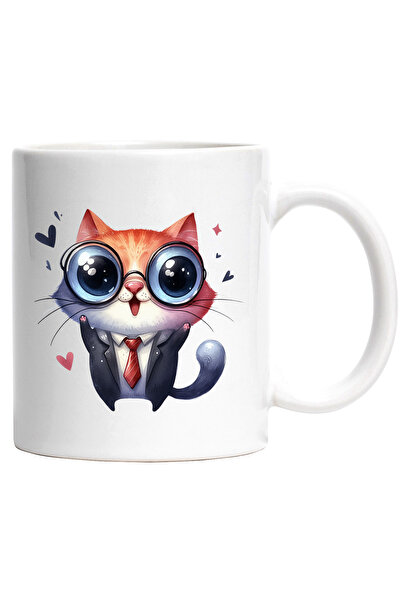 StoryGift Romania Cana cu o pisicuta la costum | ilustratie | ochelari | inim...