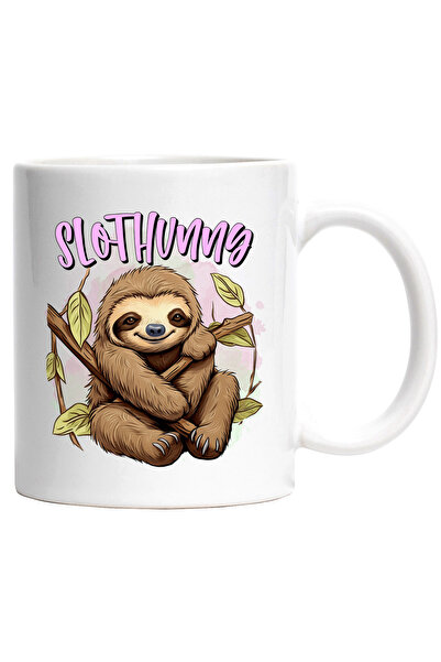 StoryGift Romania Cana cu animalul sloth/lenes cu mesajul "Slothunng", ramuri...