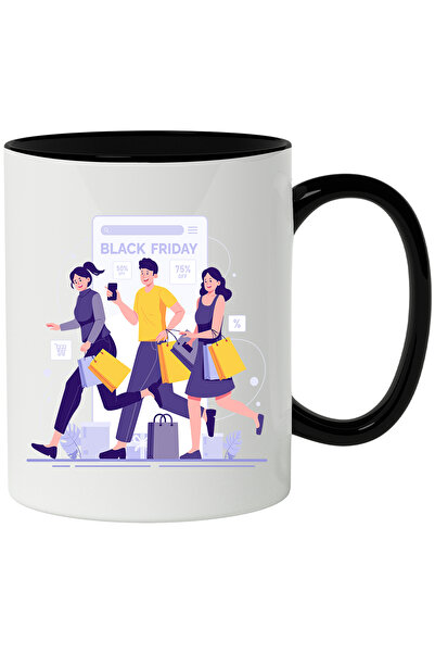 StoryGift Romania Cana Cu Black Friday, Eveniment, Cumparaturi, Punga, Plante, Reduceri, Multicolo, Cu Maner Negru