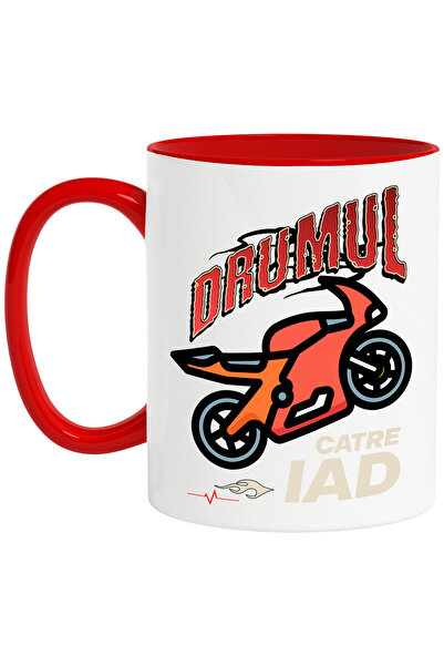 StoryGift Romania Cana cu Motocicleta rosie Motor Curse Pasiune Viteza Text D...