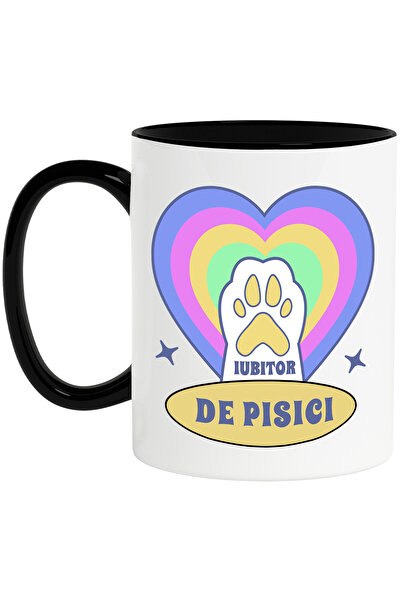 StoryGift Romania Cana cu Labuta De Pisica Alba Inima Multicolor text Iubitor...