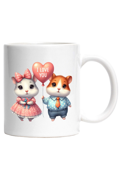 StoryGift Romania Mug with 2 hamsters | dress | balloon with the message "I l...