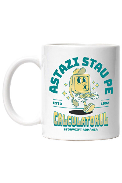 StoryGift Romania Cana cu Monitor Vintige Vesel Cu Sapca Tastatura Text In Li...