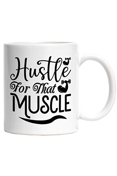 StoryGift Romania Cana cu textul "Hustle for that muscle" - lucreaza pentru a...