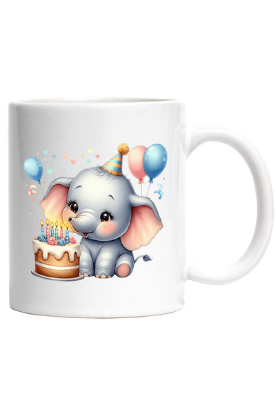 StoryGift Romania Cana cu o femela elefant care sufla in lumanarile de pe tor...