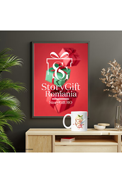 StoryGift Romania Cana cu un bebelus Cupidon | ilustratie | trage cu arcul | aripi | cap de frag |, Cu Maner Alb