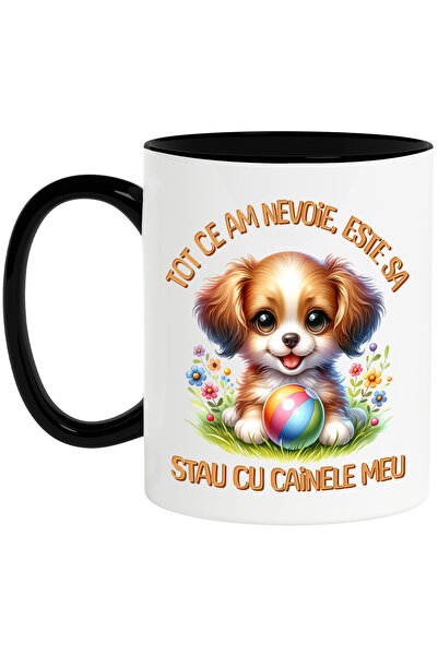 StoryGift Romania Cana Caine pui in flori, mesaj TOT CE AM NEVOIE ESTE SA STA...