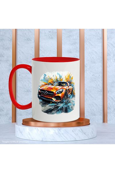 StoryGift Romania Mug With Car, Brand, Mercedes, Speed, Water, Road, Multicolor 330 ml, Ceramic, With ,STG