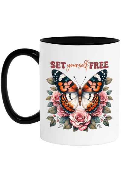 StoryGift Romania Cana cu mesajul "Set yourself free", ilustratie, motivation...