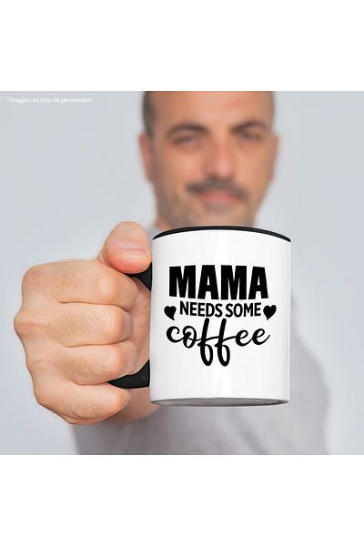 StoryGift Romania Mug with hearts and the message "Mama needs some coffee" - mom needs some, With ,STG