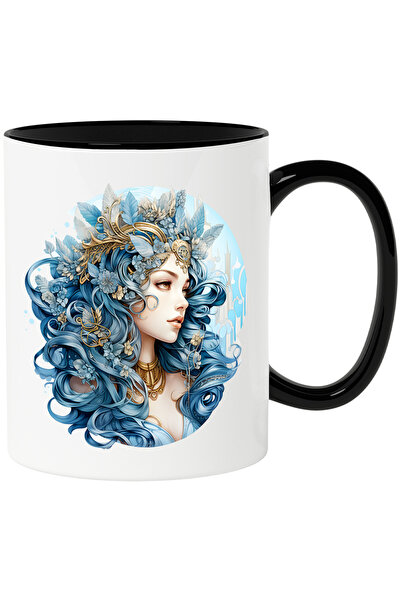 StoryGift Romania Cana cu o fata draguta cu parul lung | cerc | flori | arta ...