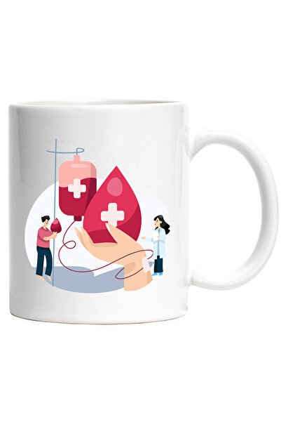 StoryGift Romania Cana Cu Donatie, Sange, Transfuzie, Doctor, Halat, Picatura, Multicolor 330 ml, , Cu Maner Alb